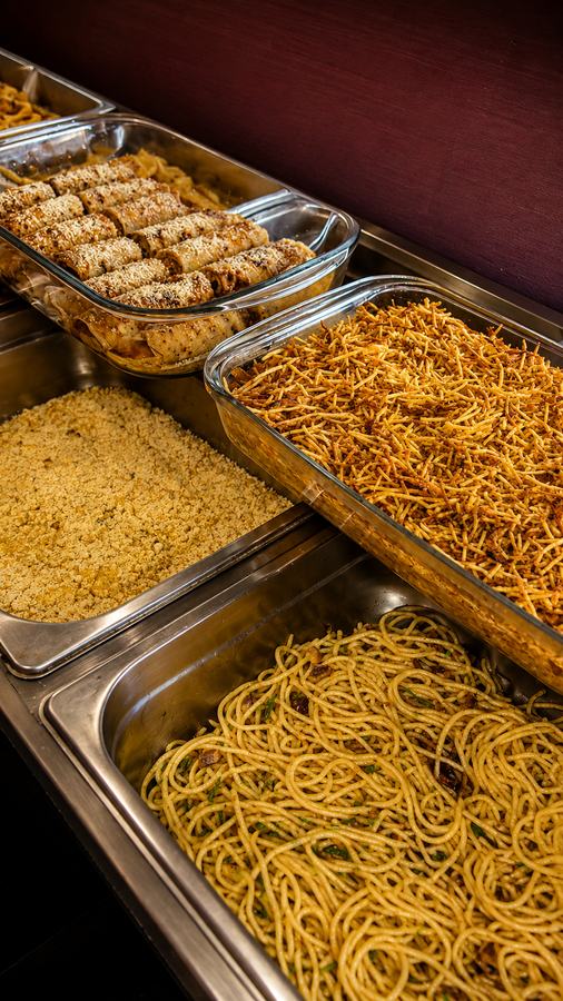 Massas e acompanhamentos no buffet do Gula's